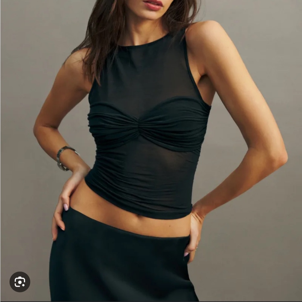 Reformation Black Sheer Top